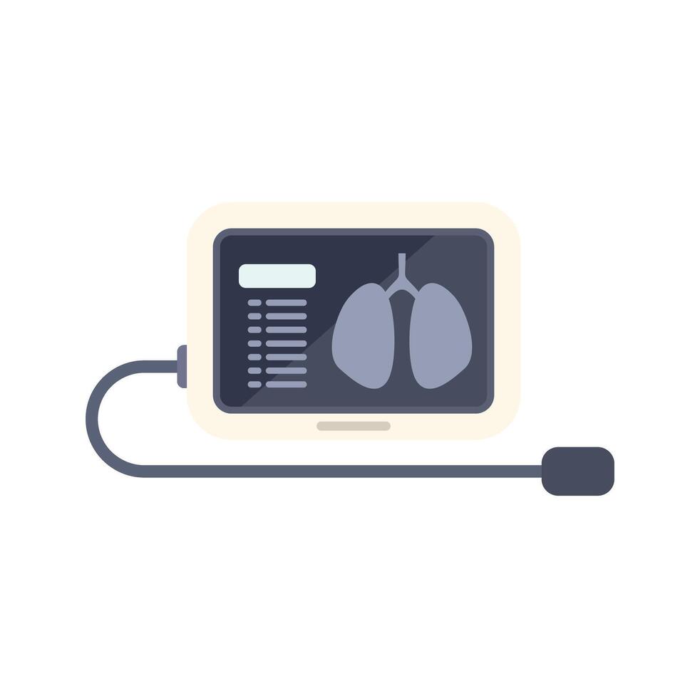 Medical device showing lungs x ray on screen vector