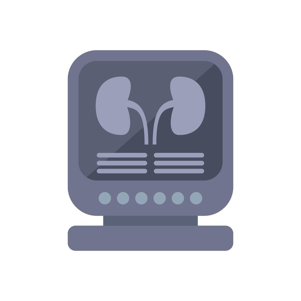 Medical ultrasound machine displaying kidneys on screen vector