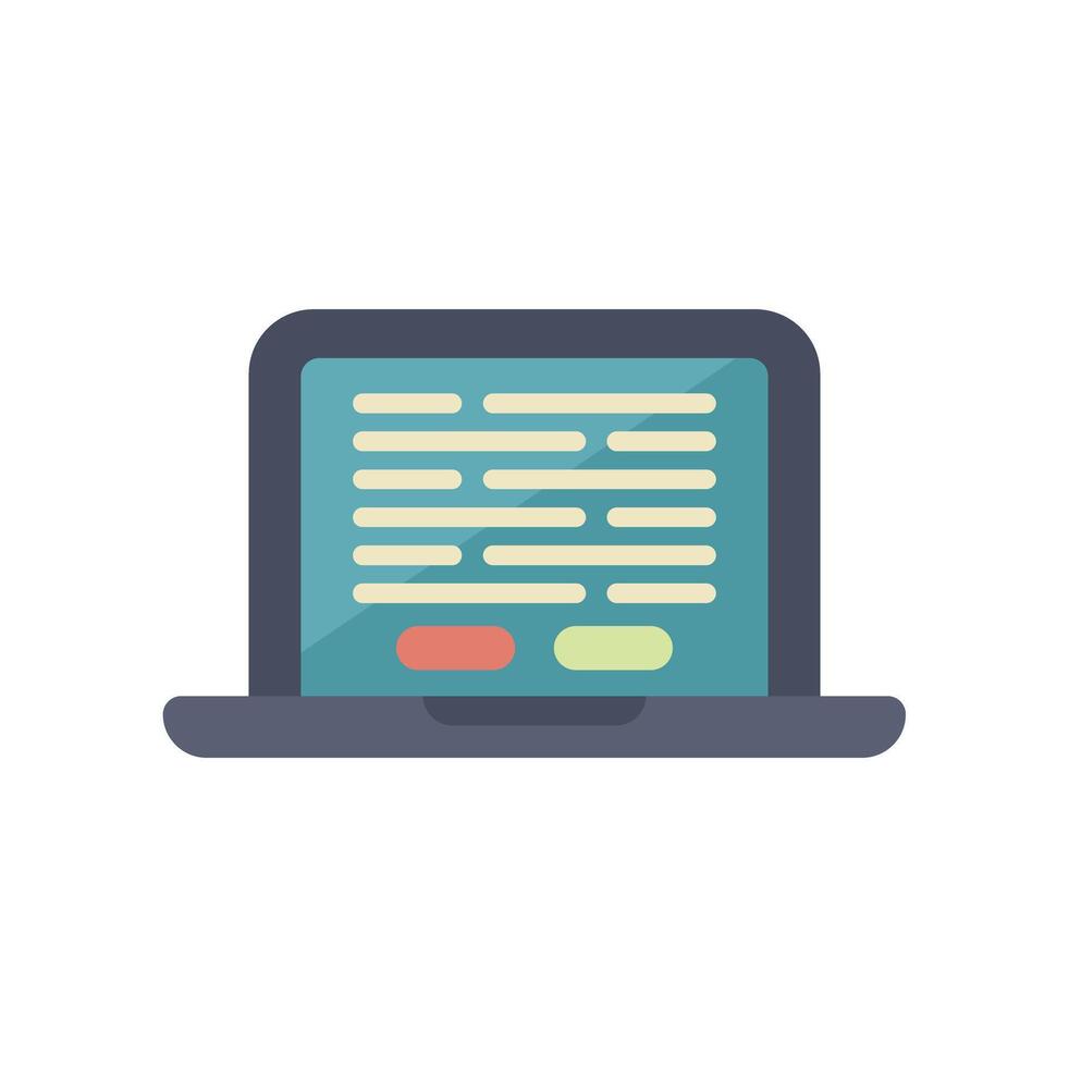 ordenador portátil demostración código en pantalla con botones para programación vector