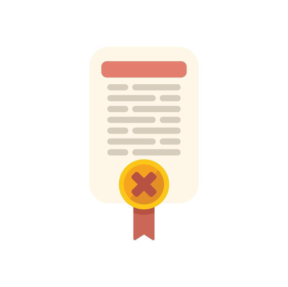 Official document with cross sign is showing rejected document vector