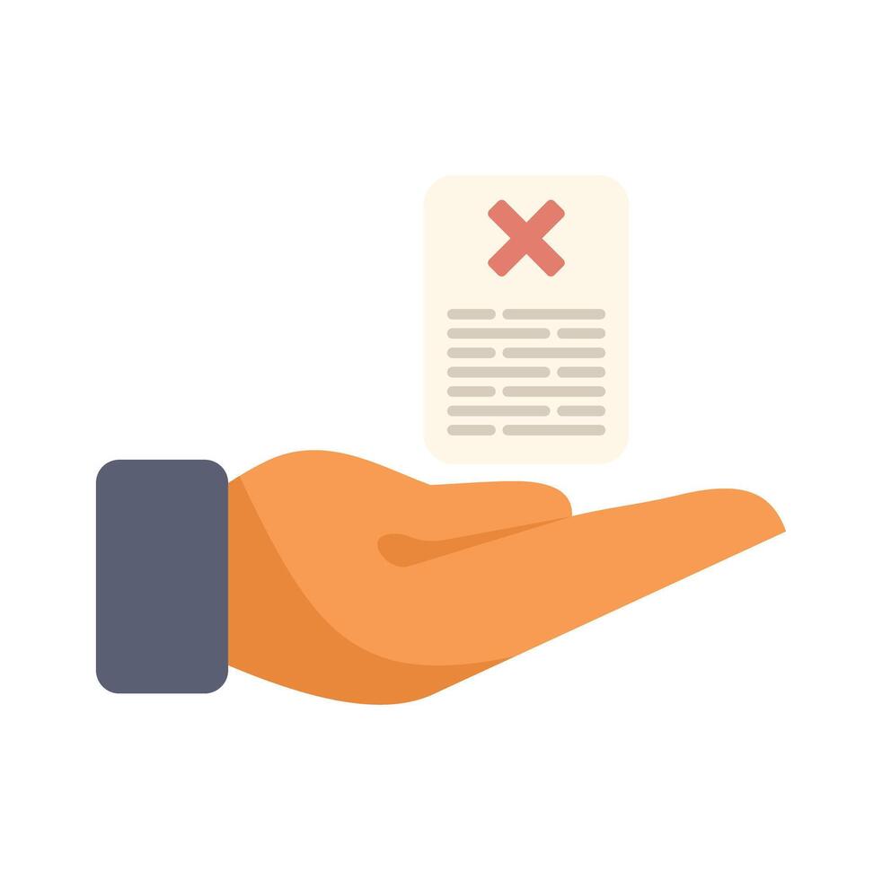 Businessman holding refused contract with red cross mark icon vector