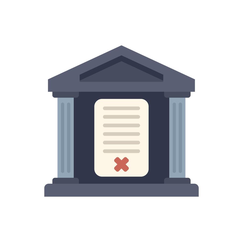 Bank building showing canceled contract on a white background vector