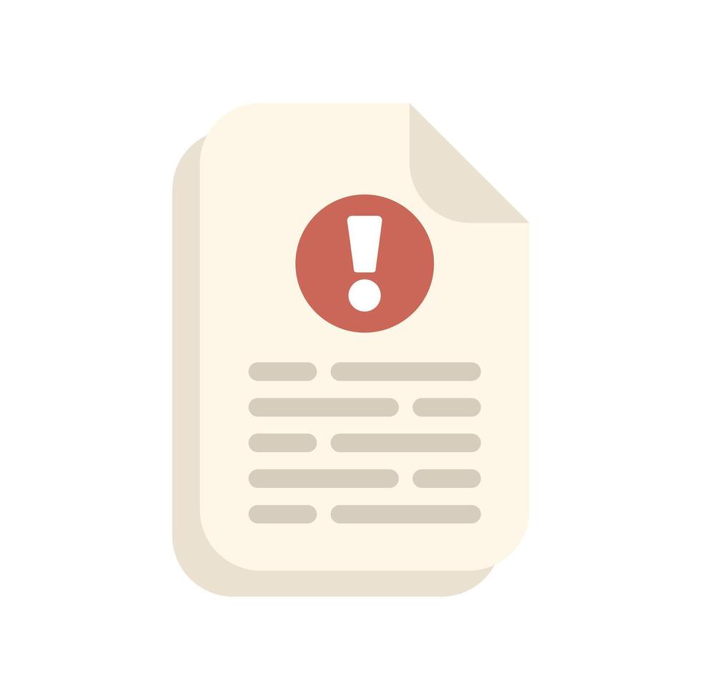 Important notice document with exclamation point showing warning vector
