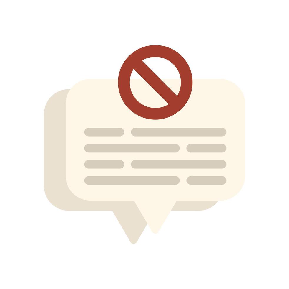 Speech bubble with forbidden symbol denoting censorship of free speech vector