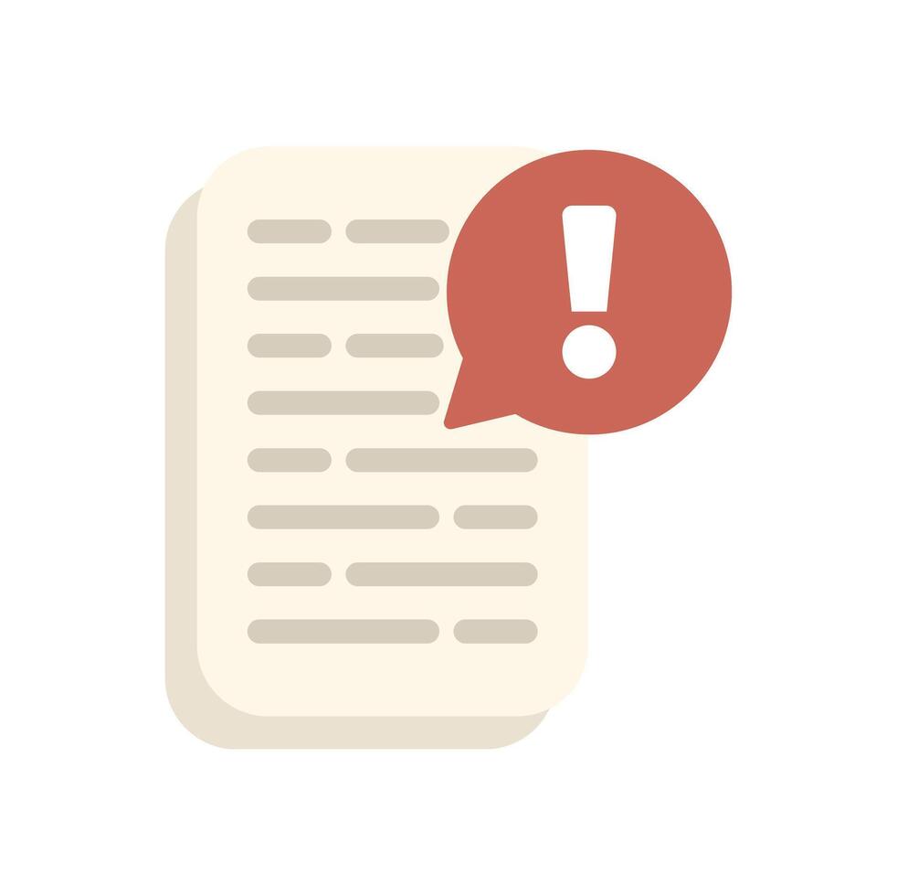 Exclamation point appearing from a document icon vector
