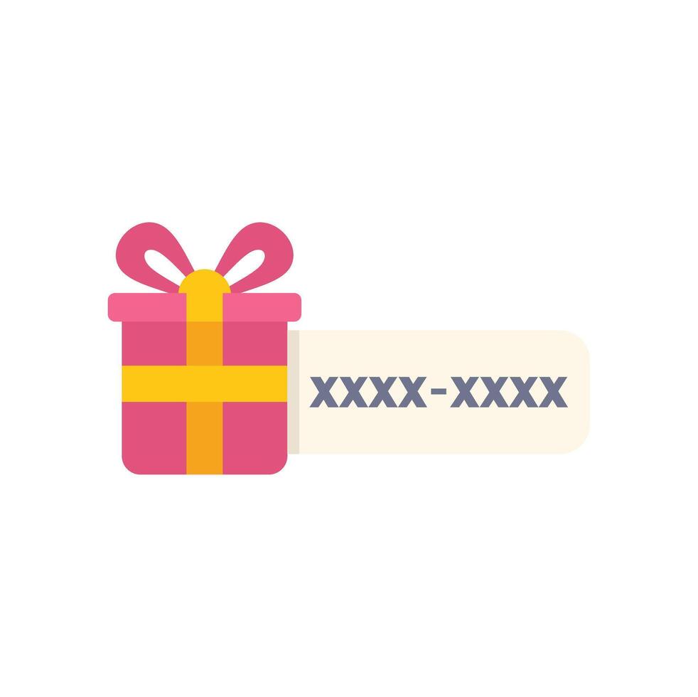 Pink wrapped gift box with a coupon code for online shopping vector