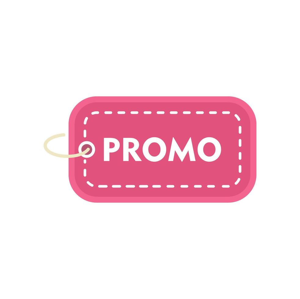 Pink promo tag announcing promotion with string vector
