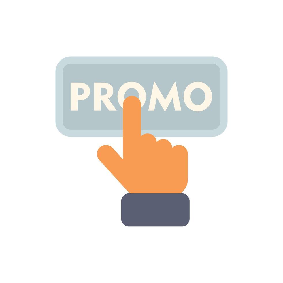 Hand pressing promo button online marketing concept vector