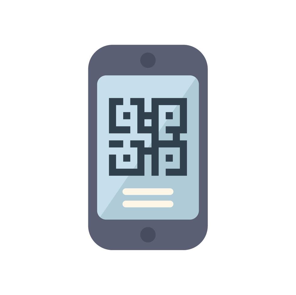 Smartphone showing qr code for scanning and accessing information vector