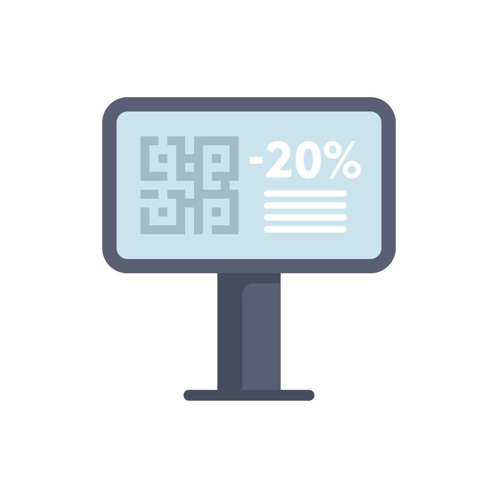 Digital signage displaying qr code and 20 percent discount offer vector