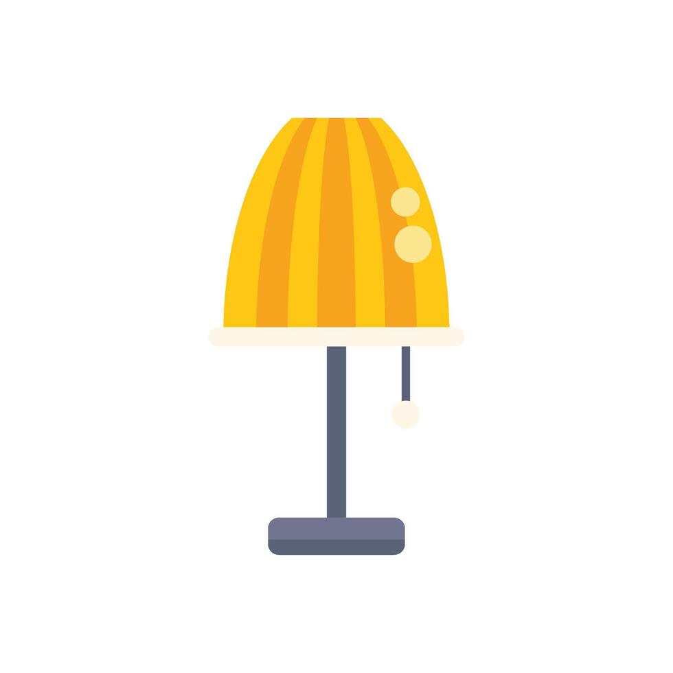 Yellow bedside lamp with stripes standing on floor providing light vector