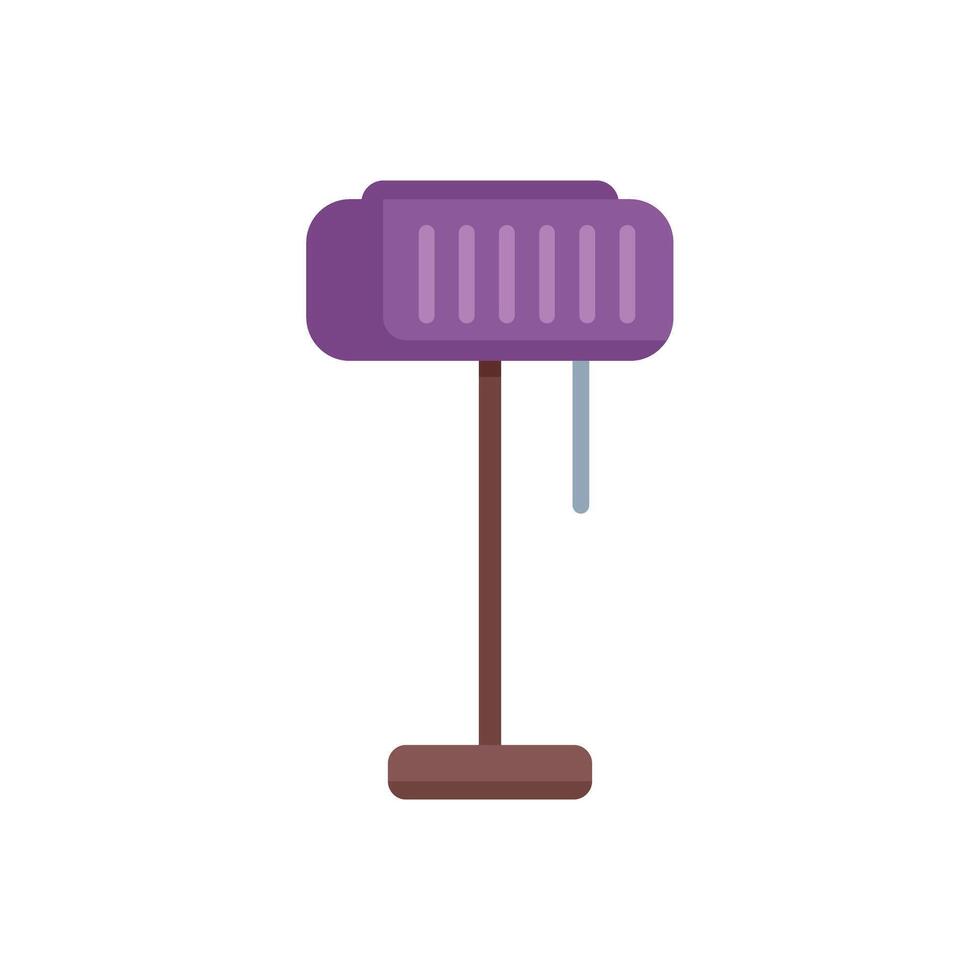 Purple standing lamp casting light in room interior design element vector