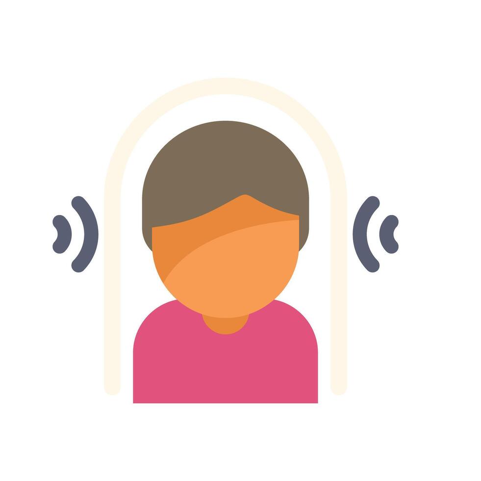 Young man listening attentively surrounded by sound waves vector