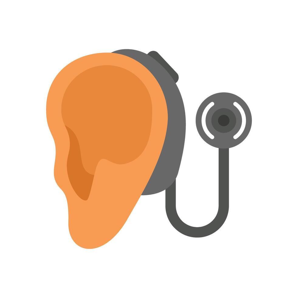 Hearing aid device helping ear with sound waves vector