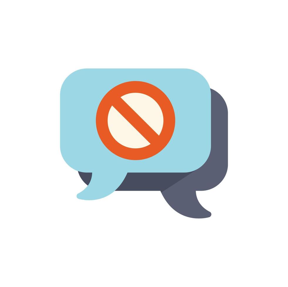 Speech bubble showing forbidden sign for censorship or no talking vector