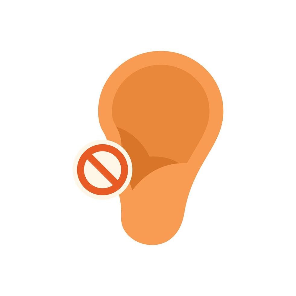 Ear with hearing problem showing forbidden sign vector