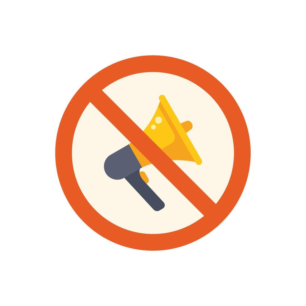 No loudspeaker sign forbidding using megaphone vector
