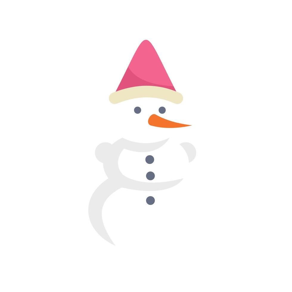 Cute snowman wearing a pink hat and smiling vector