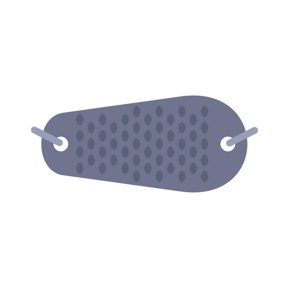 Empty metallic luggage tag with holes and rings is attached vector