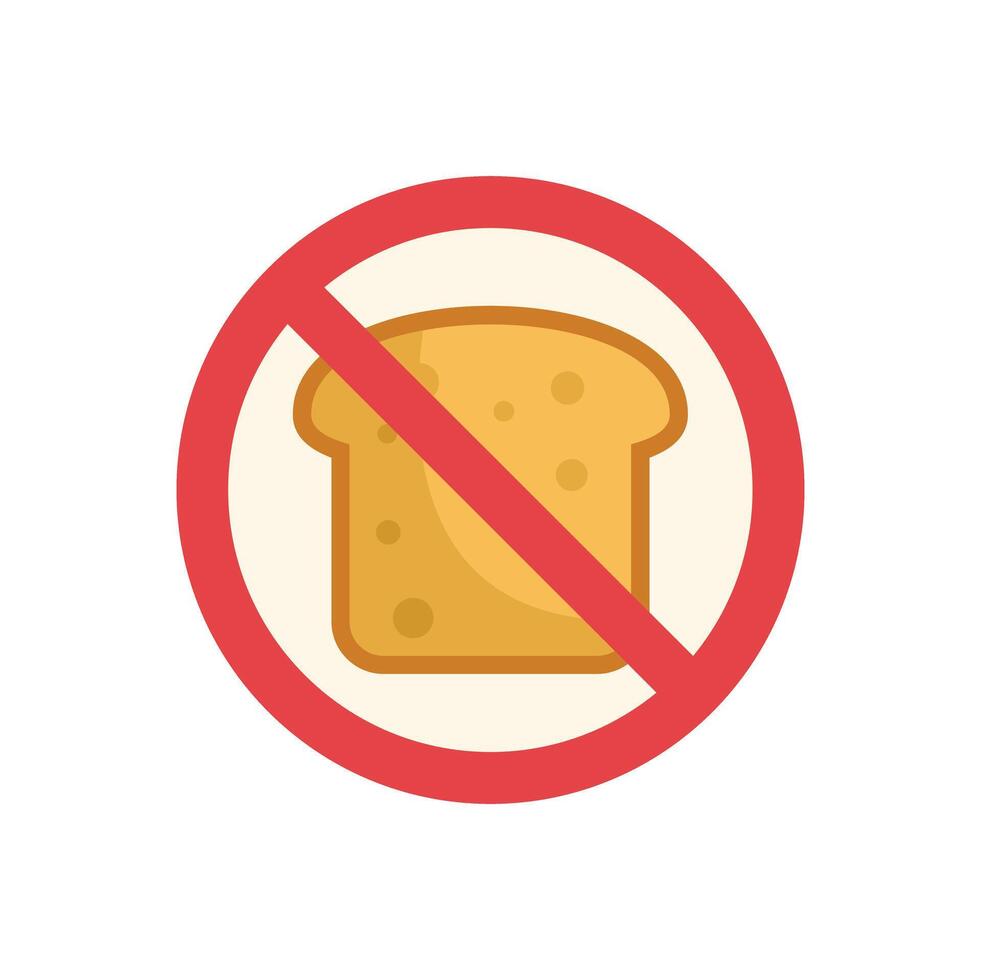 Gluten free diet concept showing loaf of bread with prohibition symbol vector