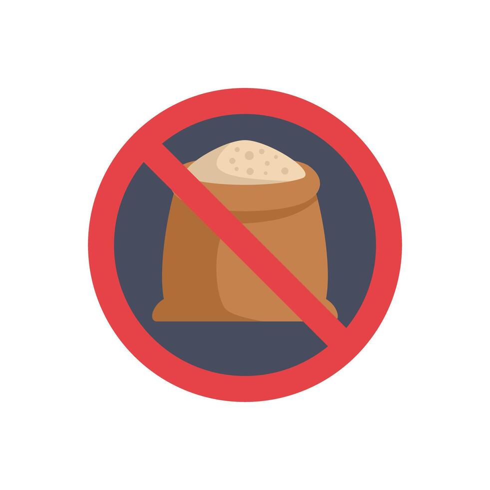 Red forbidden sign with sack of flour representing gluten free diet vector