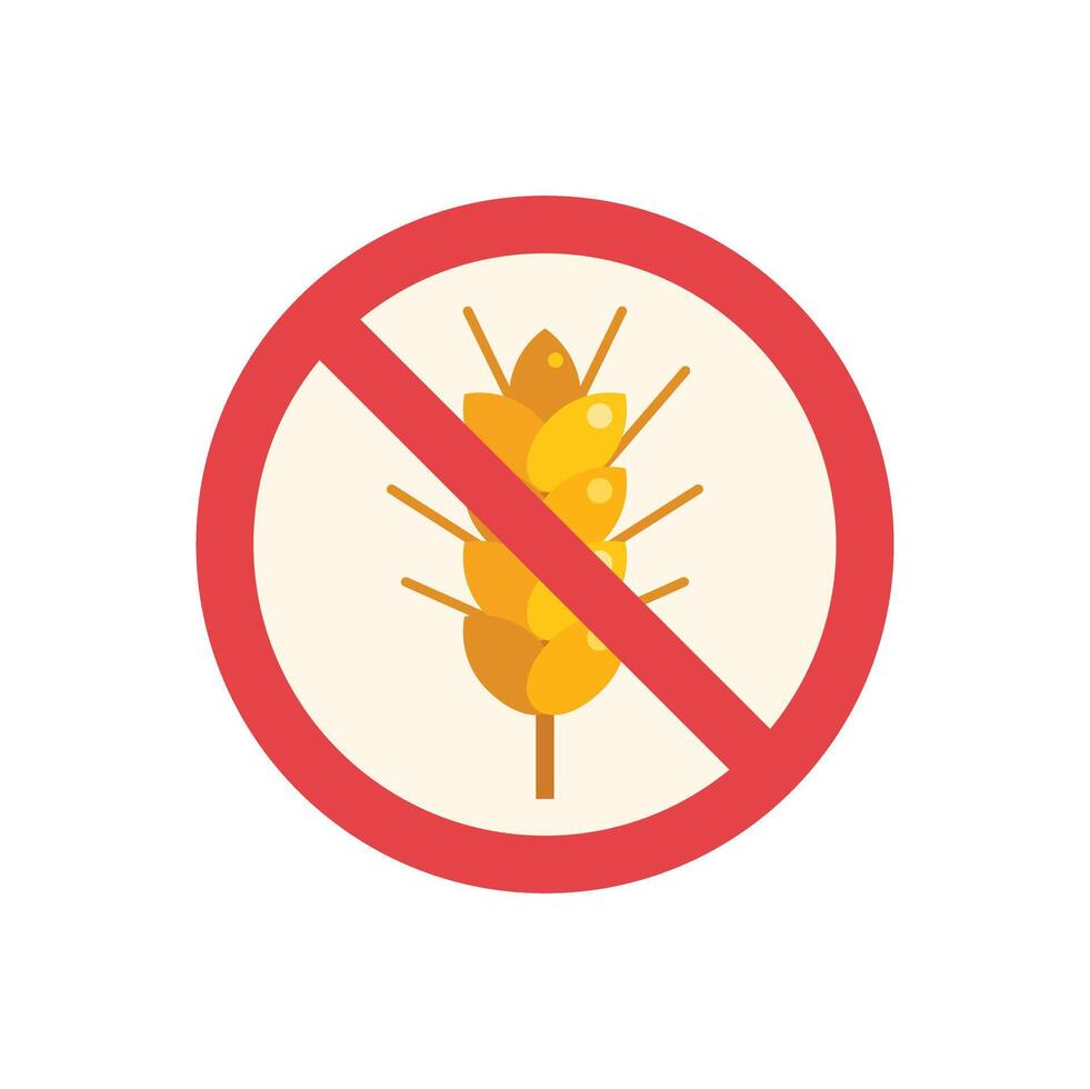 Gluten intolerance concept with wheat ear and red prohibition sign vector