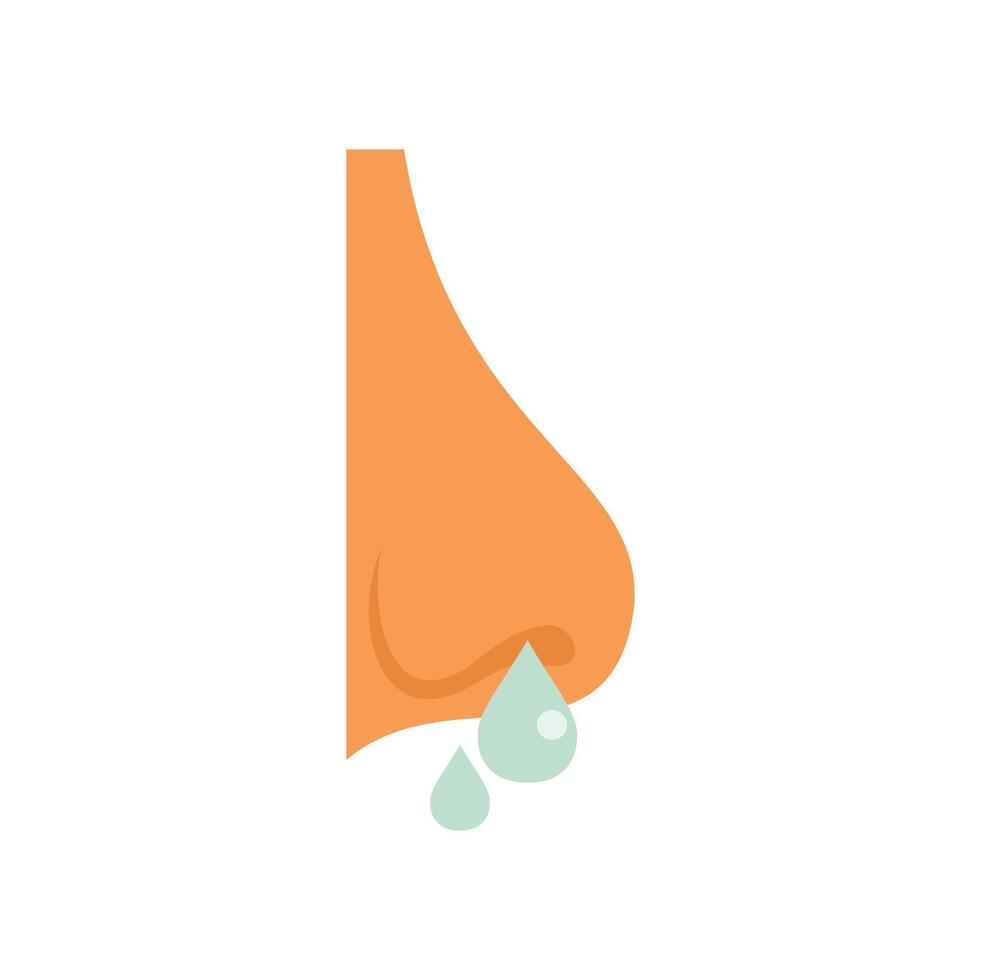 Human nose dripping mucus illustration representing sickness vector