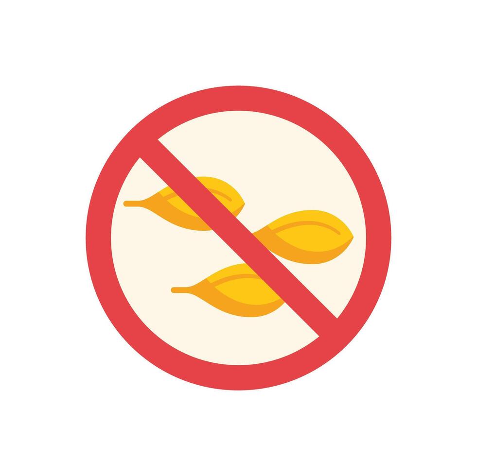 Gluten free red forbidden symbol denying cereals vector