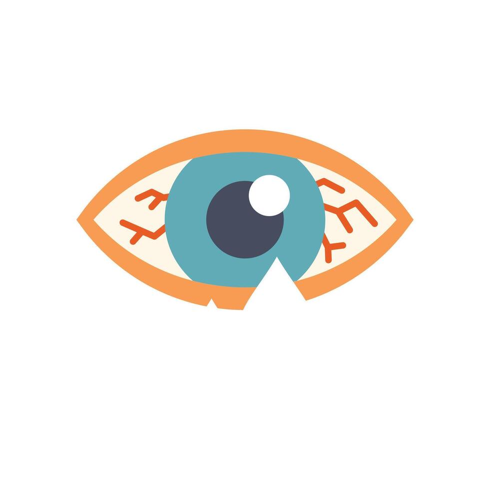 Bloodshot eye showing red veins and irritation vector