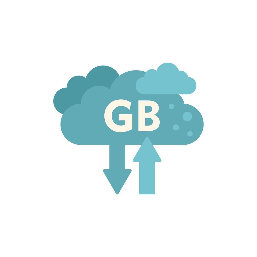 Cloud computing storage downloading and uploading gb data icon vector