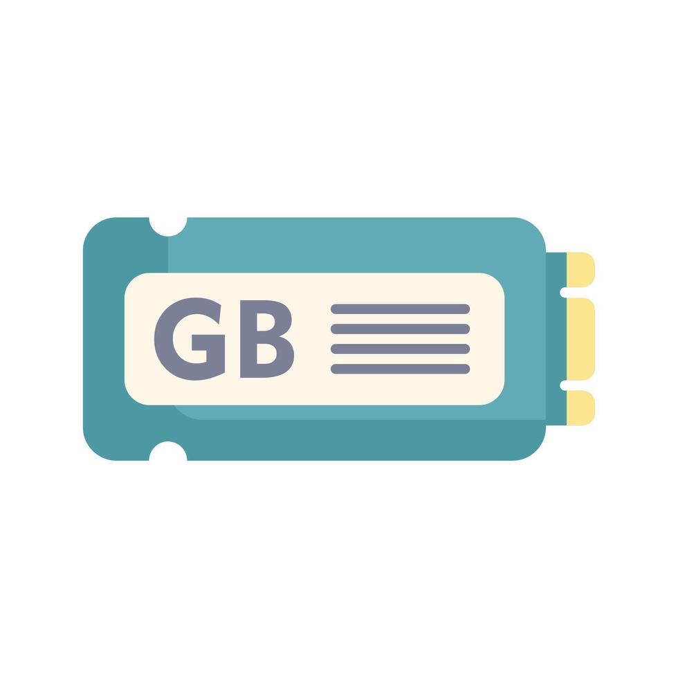 Ssd card showing gigabyte storage space icon vector