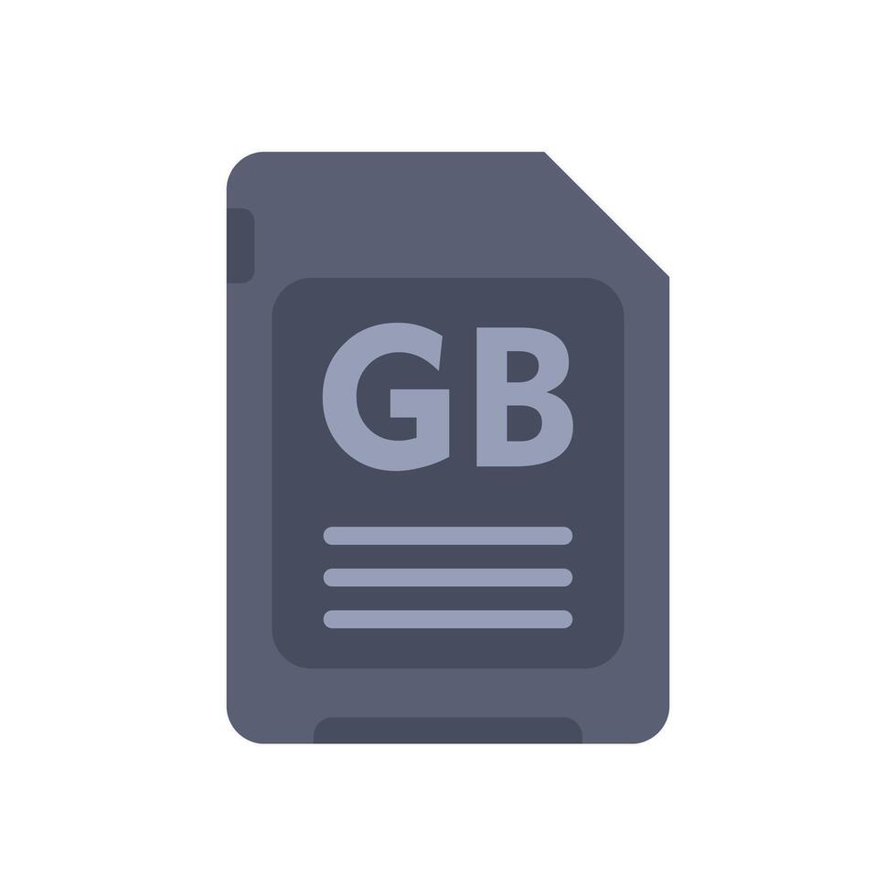 Micro sd card showing gb gigabyte storage icon vector
