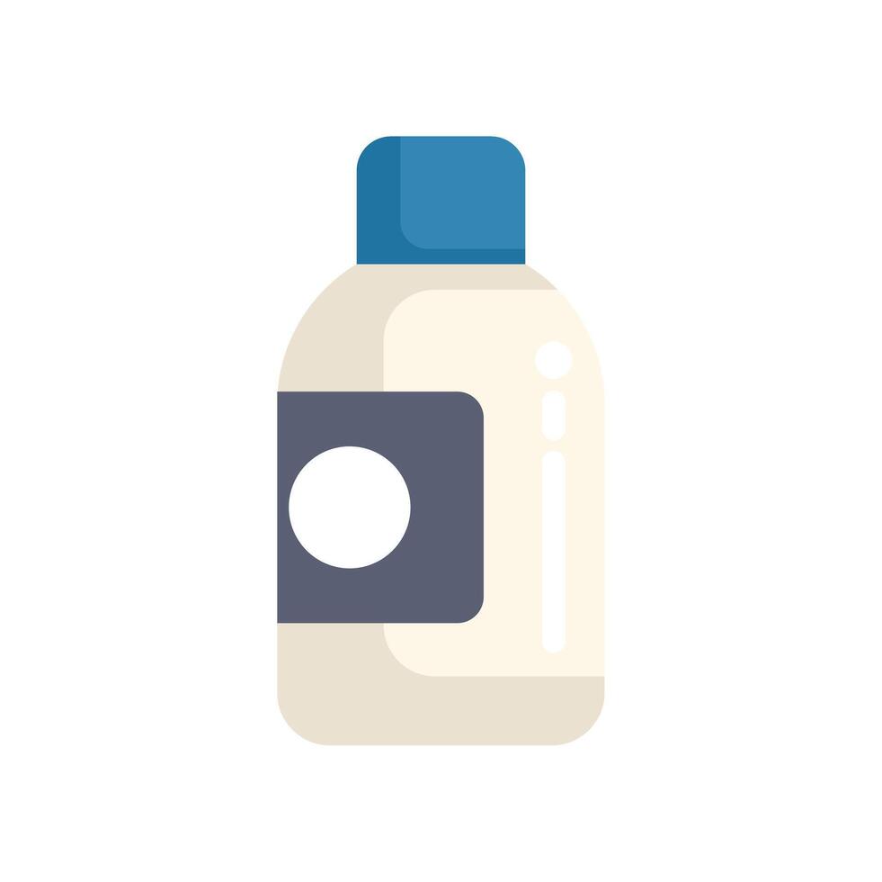 White plastic bottle with blue cap for shampoo or other cosmetics packaging mockup vector