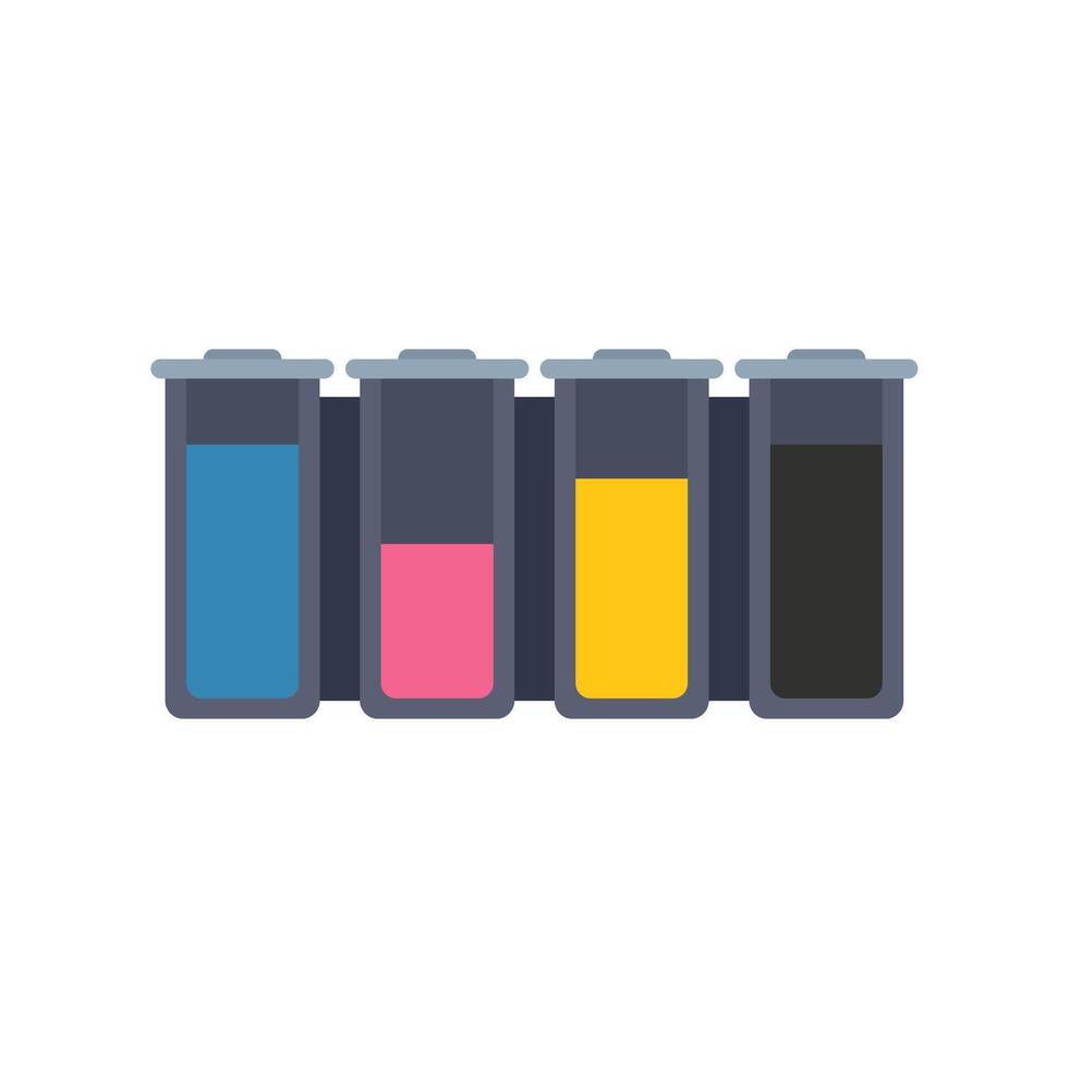 Set of continuous ink supply system cartridges showing ink levels vector