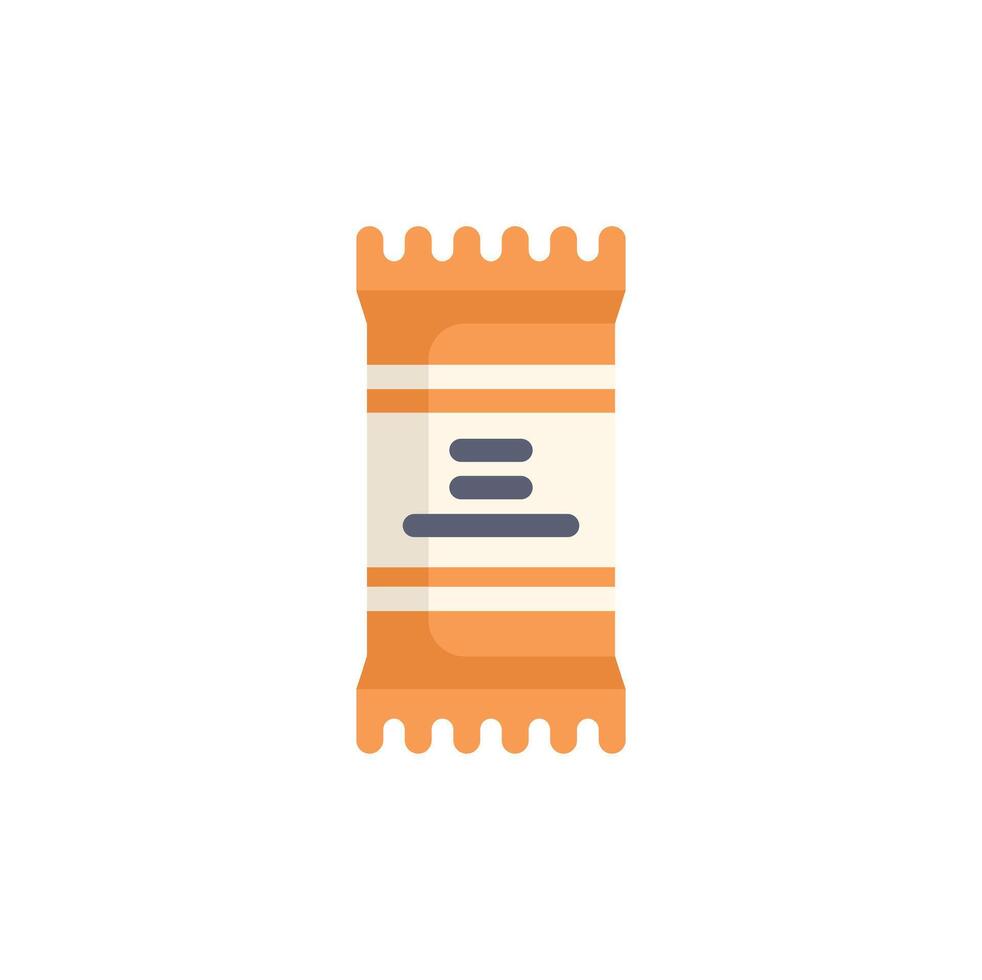 Orange flow pack packaging with label for snacks or candy bar vector