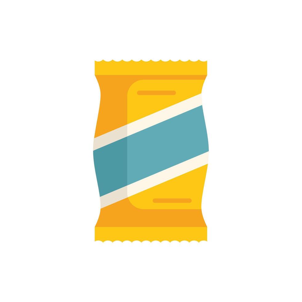 Yellow snack packaging standing up with blue label vector