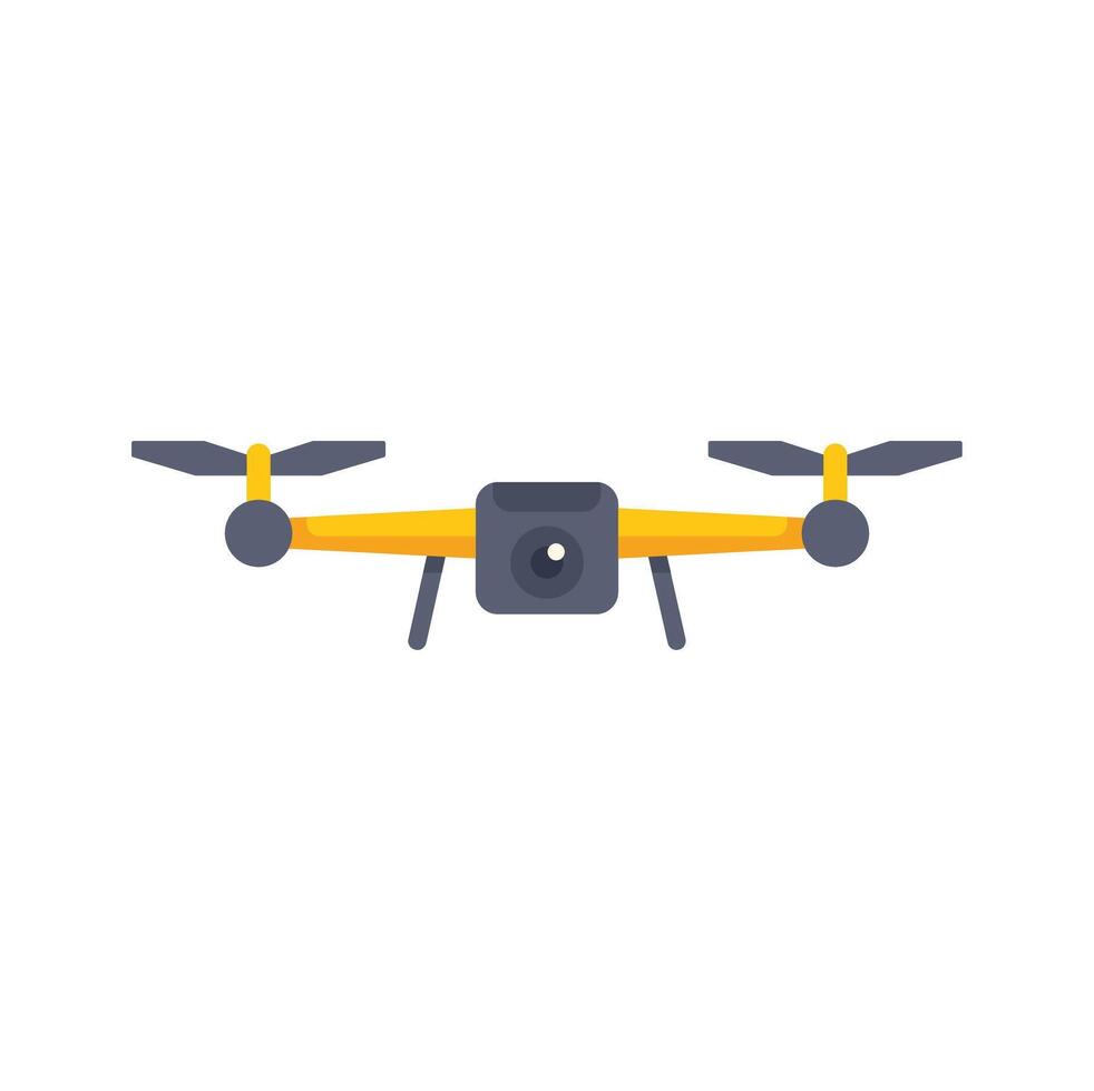 Yellow drone with camera taking pictures from above vector