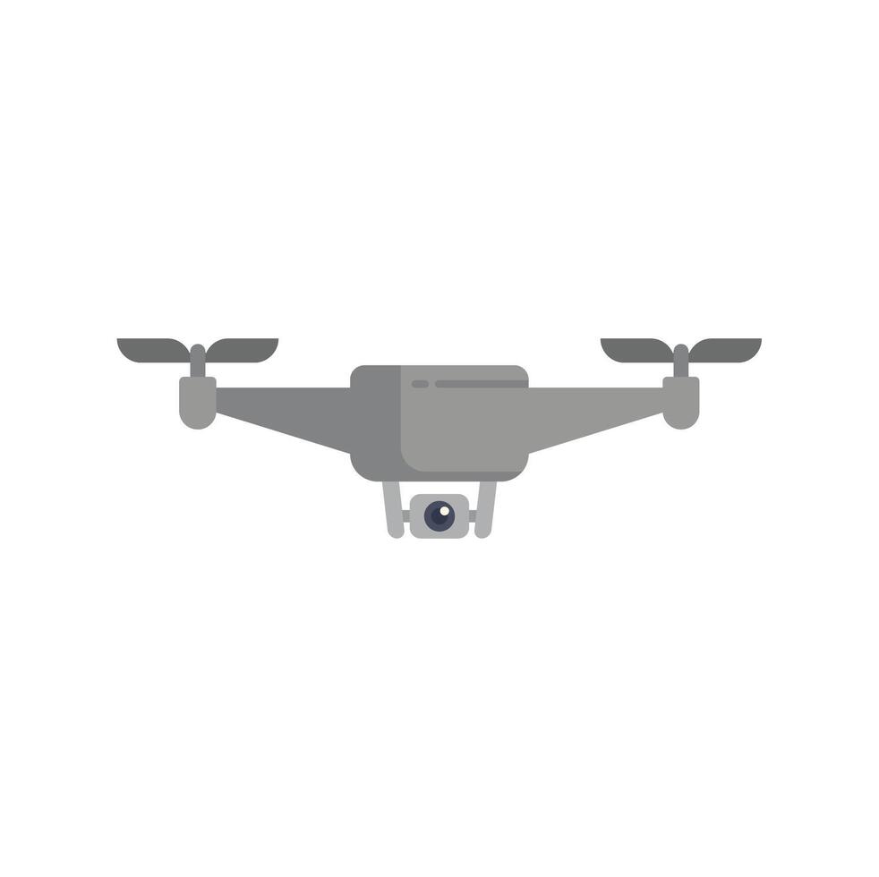 Modern grey drone with camera taking aerial footage vector