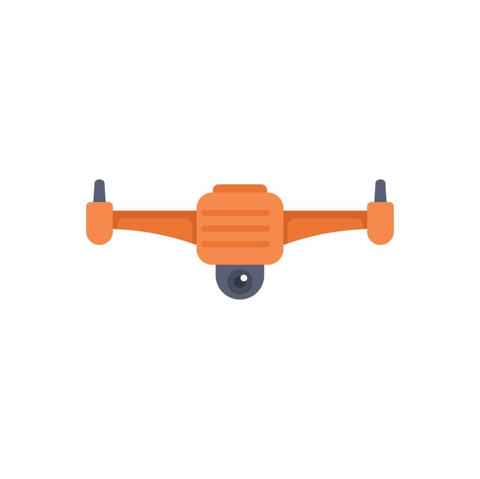 Modern orange drone flying front view isolated on white vector