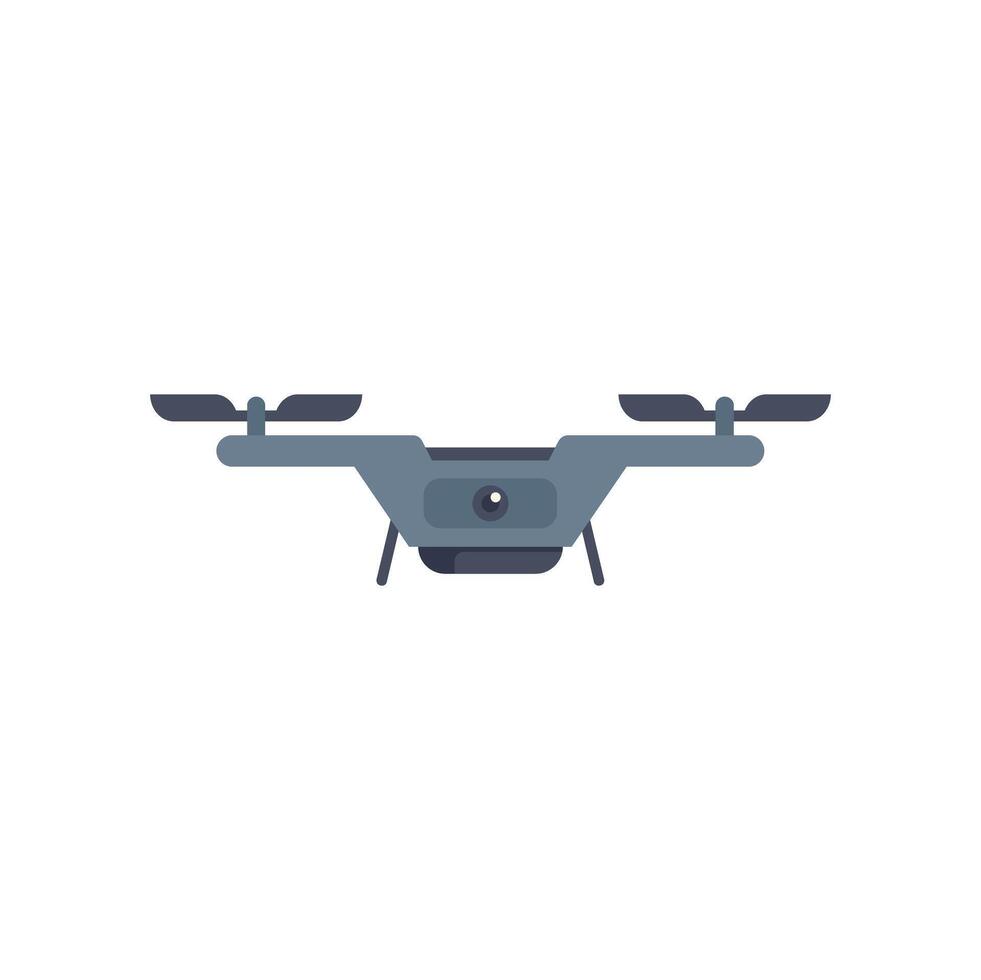 Modern blue drone hovering with camera taking photos vector
