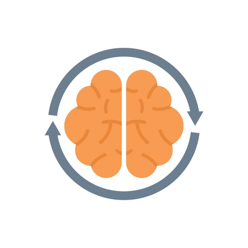 Circular arrow surrounding brain for brainstorming concept vector