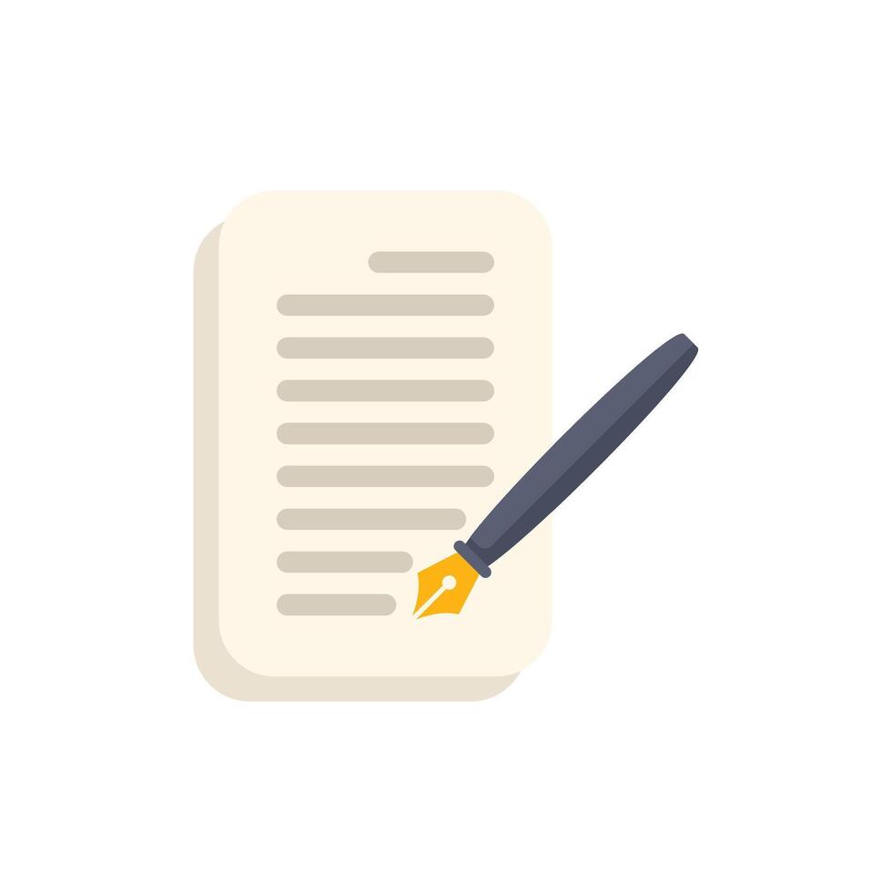 Fountain pen writing on a piece of paper document icon vector