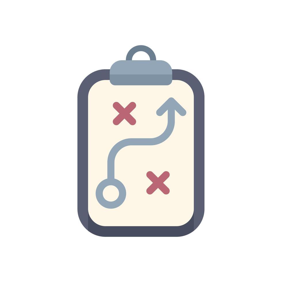 Clipboard showing strategic planning with arrows and checkpoints vector