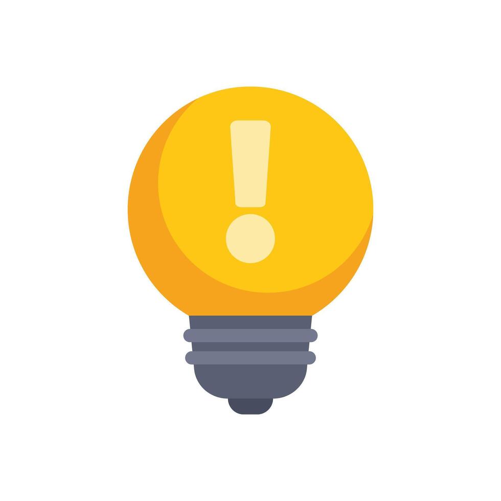 Yellow light bulb showing an exclamation mark for new ideas and solutions vector