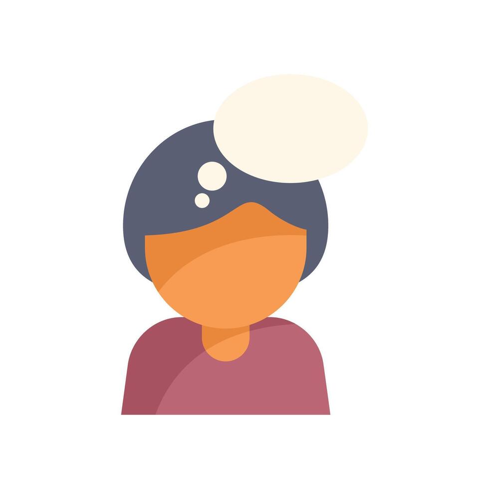 Young person thinking with thought bubble above head vector