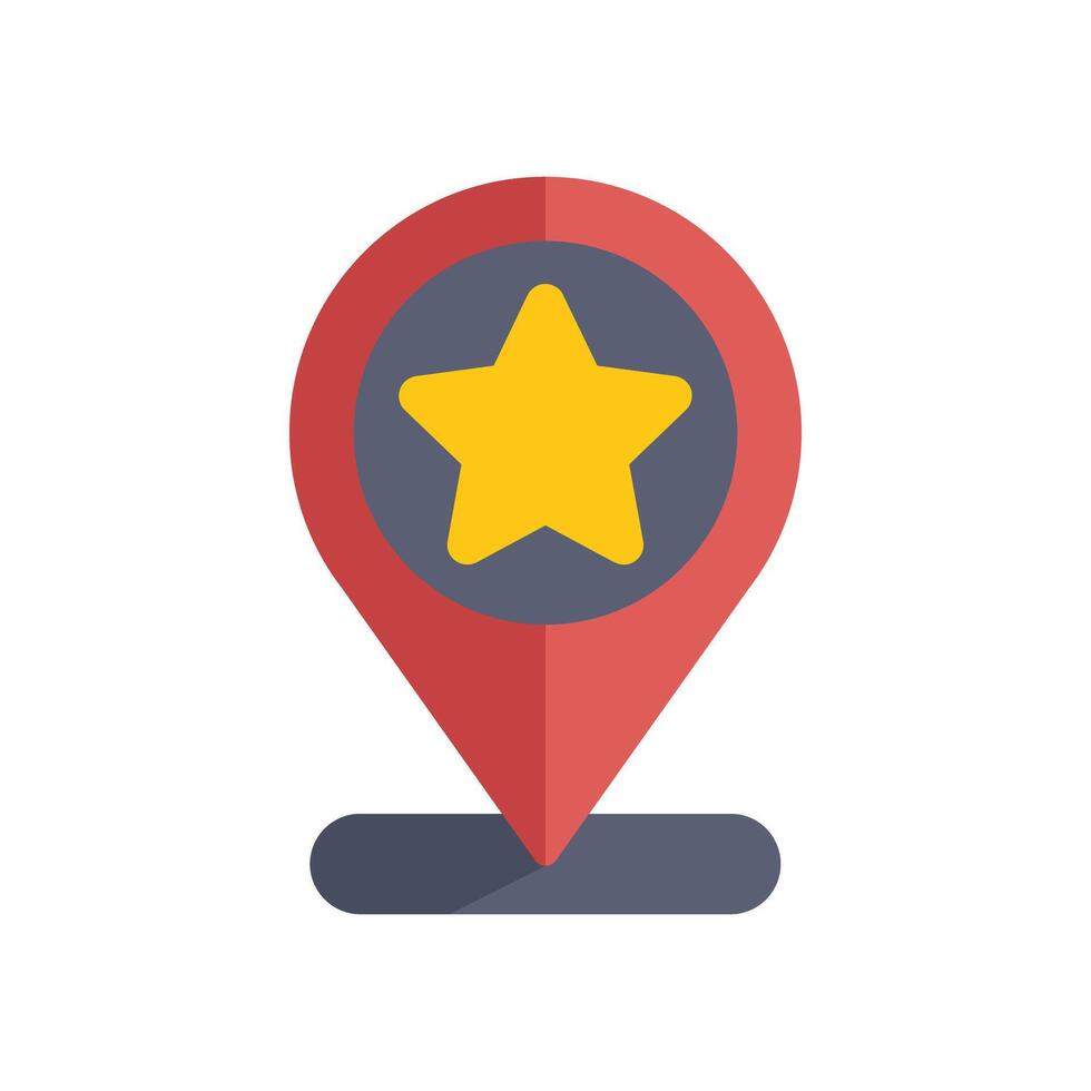 Red location pin showing a favorite place with a star vector