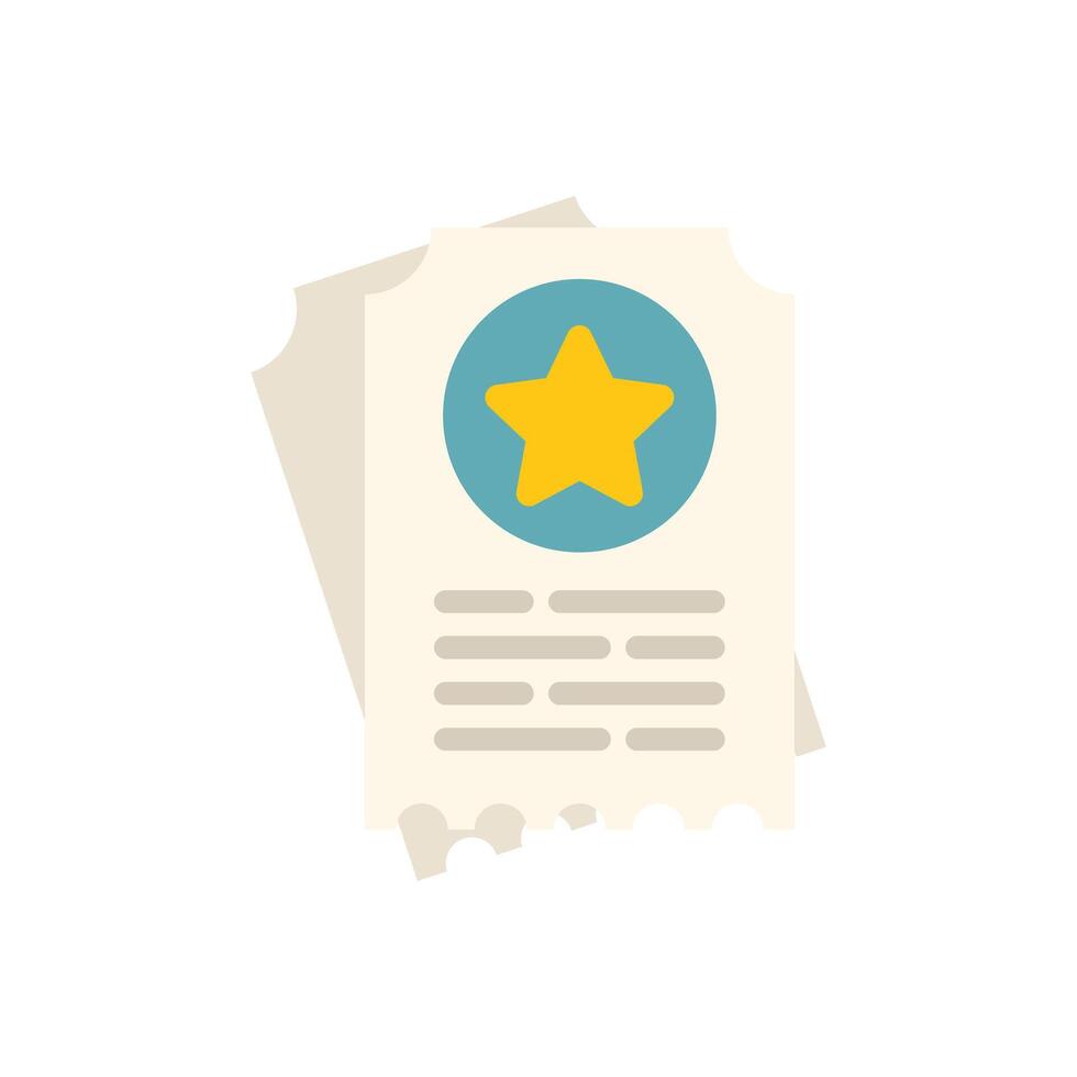 Two paper tickets with a star indicating a premium experience or reward vector