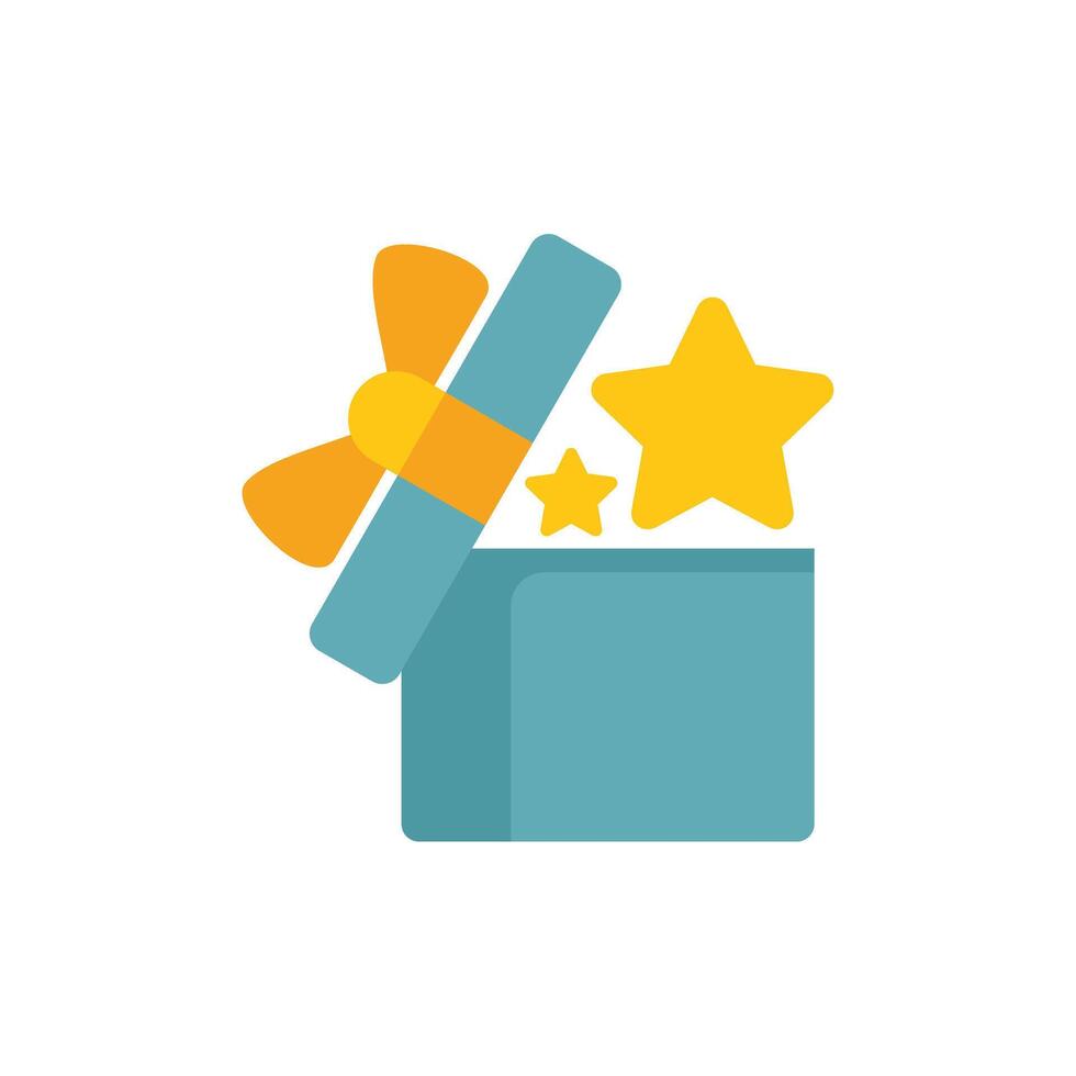 Open gift box with stars appearing from inside vector