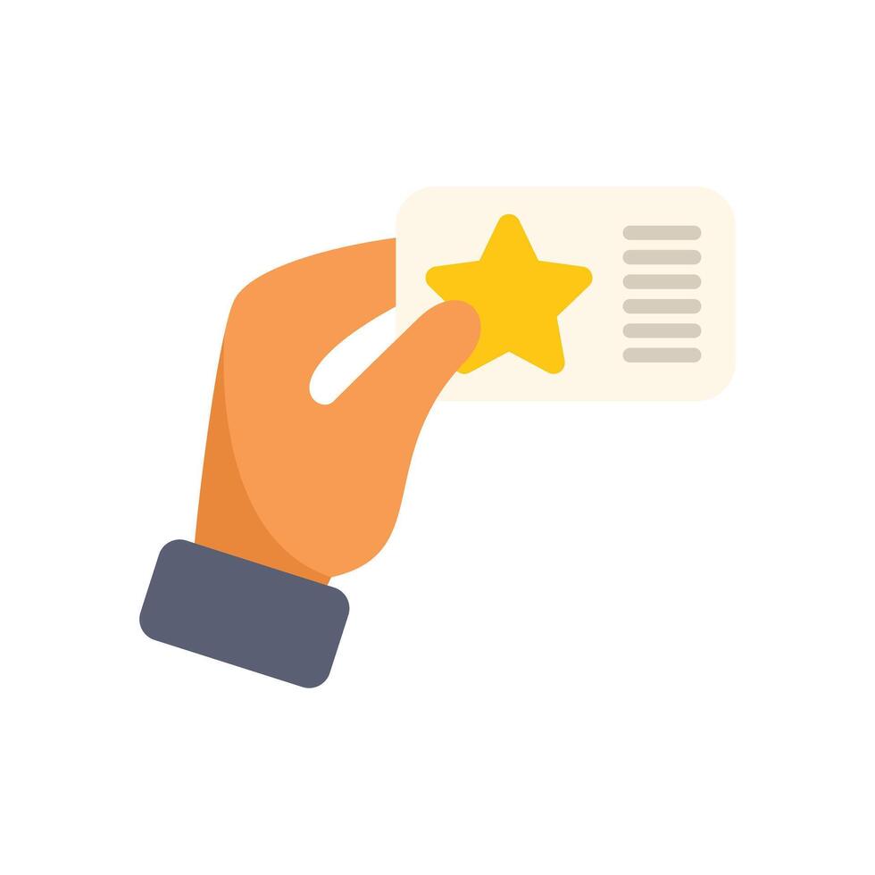 Hand holding card with star for customer review vector
