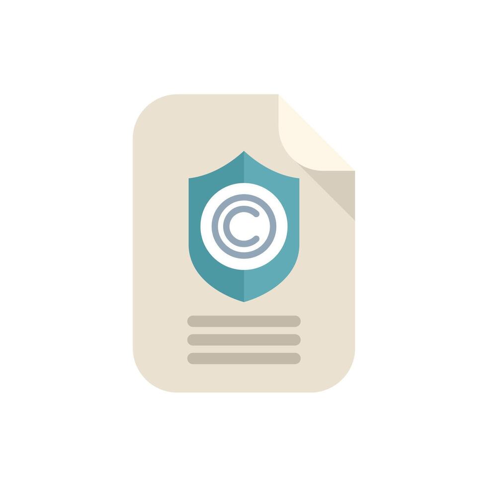 Copyright document with shield icon protecting content vector